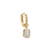 Gold / Single Emerald Bezel Drop Beaded Huggie Earring - Adina Eden's Jewels