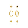 Gold Ball Chain X Oval Pendant Drop Stud Earring - Adina Eden's Jewels