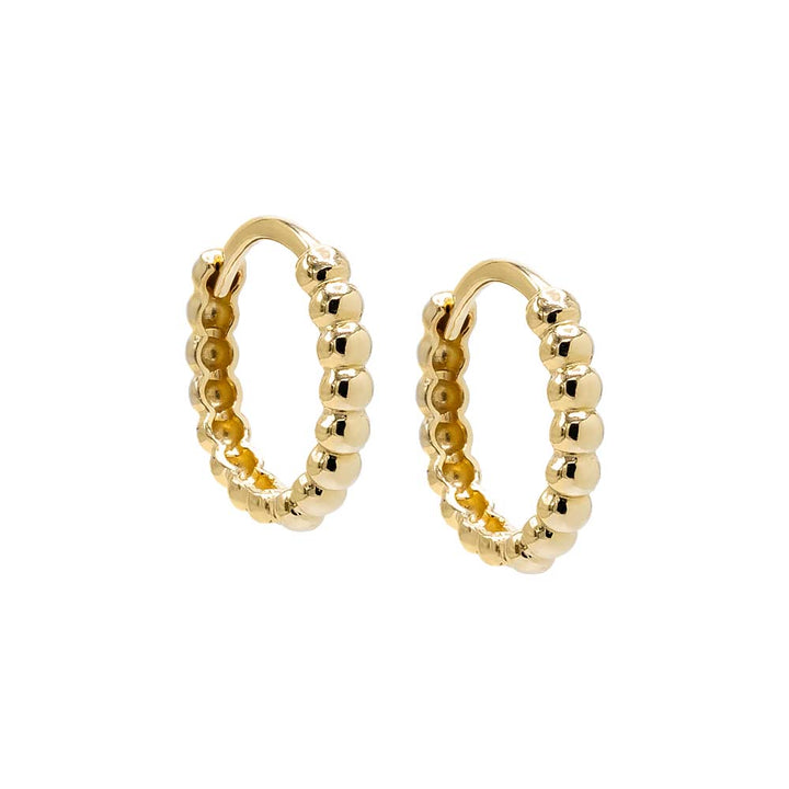 14K Gold / Pair Beaded Huggie Earring 14K - Adina Eden's Jewels