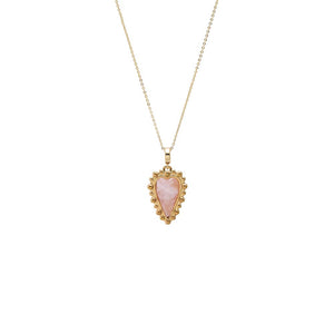 Rose Quartz Natural Stone Elongated Heart Beaded Necklace - Adina Eden's Jewels