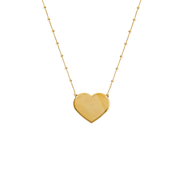 Gold Solid Large Heart X Beaded Chain Necklace - Adina Eden's Jewels