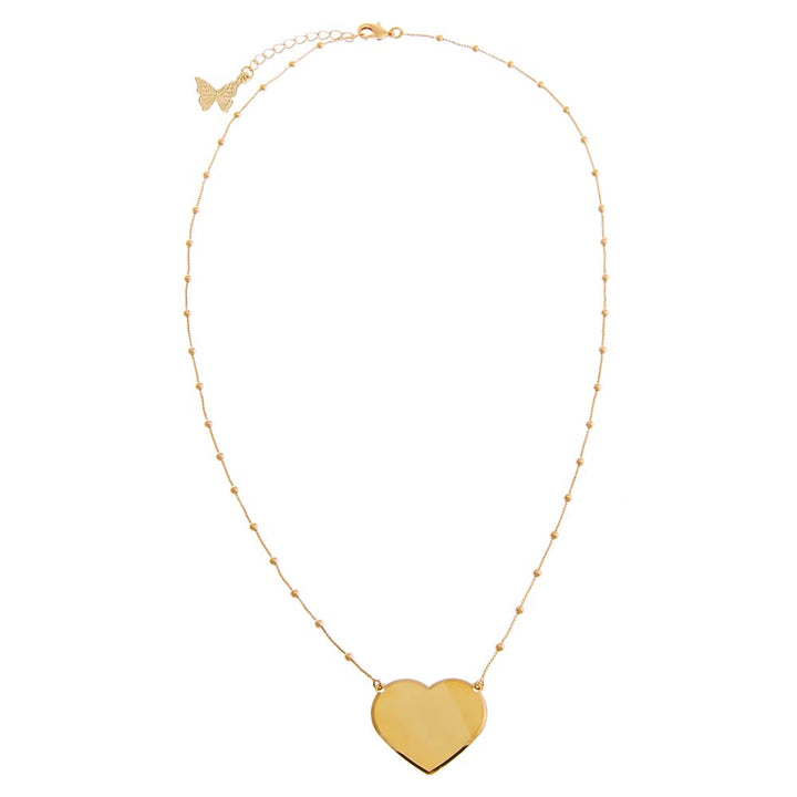  Solid Large Heart X Beaded Chain Necklace - Adina Eden's Jewels