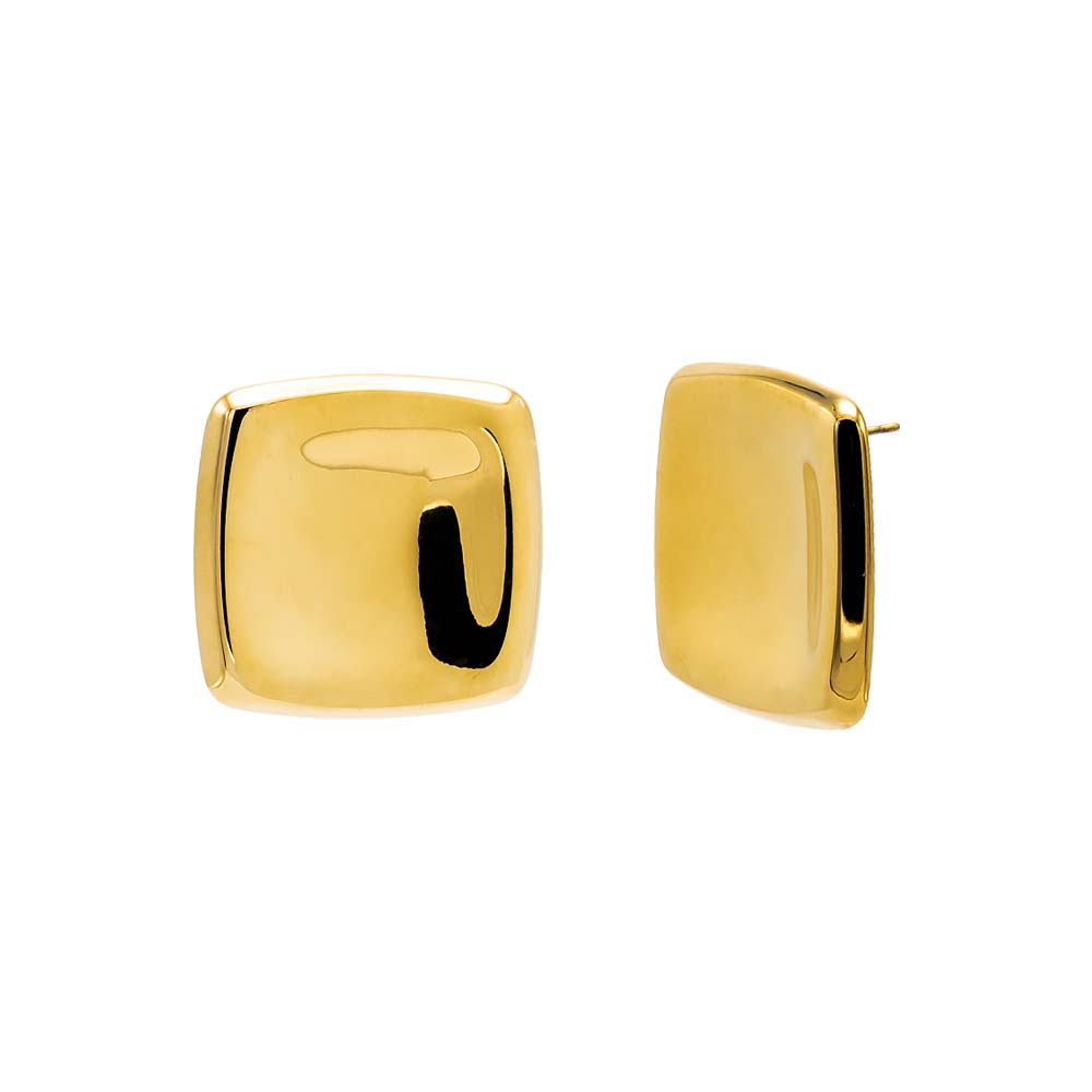 Gold Solid Large Square Stud Earring - Adina Eden's Jewels