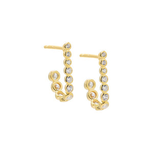 Gold CZ Bezel U Shape Stud Earring - Adina Eden's Jewels
