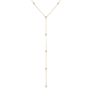 Gold CZ Multi Bezel Station Lariat Necklace - Adina Eden's Jewels