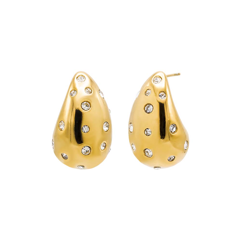 Gold CZ Scattered Teardrop Drop Stud Earring - Adina Eden's Jewels