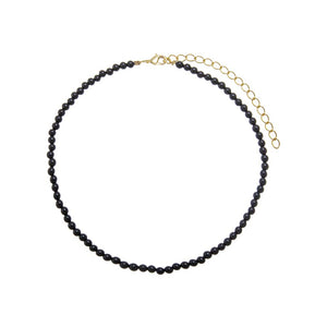 Onyx / 4MM Onyx Natural Stone Beaded Chain Choker - Adina Eden's Jewels