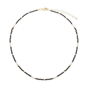 Black Fresh Water Pearl Black Beaded Choker Necklace - Adina Eden's Jewels