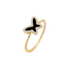 Onyx / 6 Pave Colored Stone Butterfly Ring - Adina Eden's Jewels