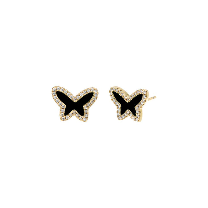 Onyx Pave Colored Stone Butterfly Stud Earring - Adina Eden's Jewels