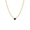 Onyx Pave Colored Stone Heart Paperclip Necklace - Adina Eden's Jewels