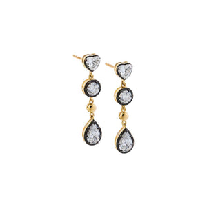 Lab Grown Diamond Pear/Heart Encased Bezel Dangle Stud Earring 14K