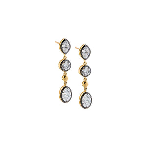 Lab Grown Diamond Marquise/Oval Encased Bezel Dangle Stud Earring 14K