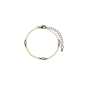 Two-Tone Two-Tone CZ Oval Bezel Link Chain Bracelet - Adina Eden's Jewels