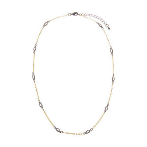 Two-Tone / 18IN Two-Tone CZ Oval Bezel Link Chain Necklace - Adina Eden's Jewels