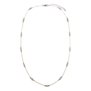 Two-Tone / 24IN Two-Tone CZ Oval Bezel Link Chain Necklace - Adina Eden's Jewels