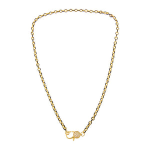 Colored Enamel Pave Disc Clasp Link Chain Choker Necklace