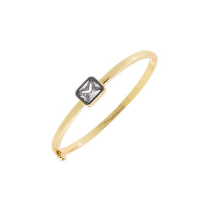 Two-Tone CZ Emerald Encased Bangle Bracelet - Adina Eden's Jewels