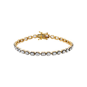 Lab Grown Diamond Pear/Emerald Cut Encased Tennis Bracelet 14K