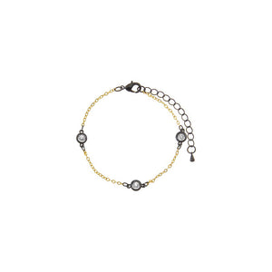 Two-Tone Two-Tone CZ Round Dusk Chain Link Bracelet - Adina Eden's Jewels
