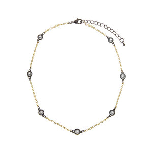 Two-Tone Two-Tone CZ Round Dusk Chain Link Choker - Adina Eden's Jewels