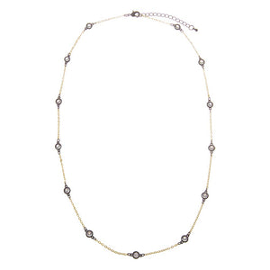 Two-Tone / 24IN Two-Tone CZ Round Dusk Chain Link Necklace - Adina Eden's Jewels