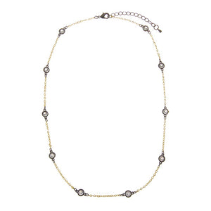 Two-Tone / 18IN Two-Tone CZ Round Dusk Chain Link Necklace - Adina Eden's Jewels