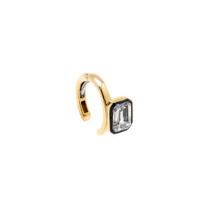 Lab Grown Diamond Emerald Encased Bezel Ear Cuff 14K