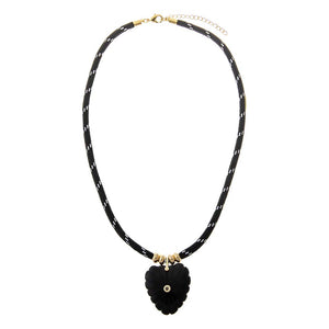 Black Onyx Heart Natural Stone Black Rope Necklace - Adina Eden's Jewels