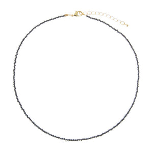 Silver Gray / 2MM / 15IN Tiny Colored Beaded Necklace 15" - Adina Eden's Jewels
