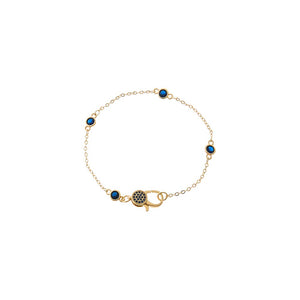 Colored Round Bezel Lobster Clasp Chain Bracelet