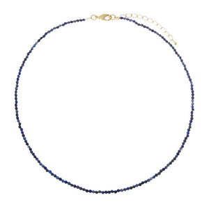 Lapis / 2MM / 15IN Tiny Colored Beaded Necklace 15" - Adina Eden's Jewels