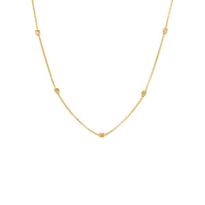 14K Gold / 16IN Mini Cube Accented Box Chain Necklace 14K - Adina Eden's Jewels