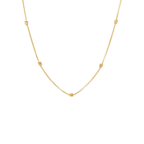 Mini Cube Accented Box Chain Necklace 14K – Adina Eden
