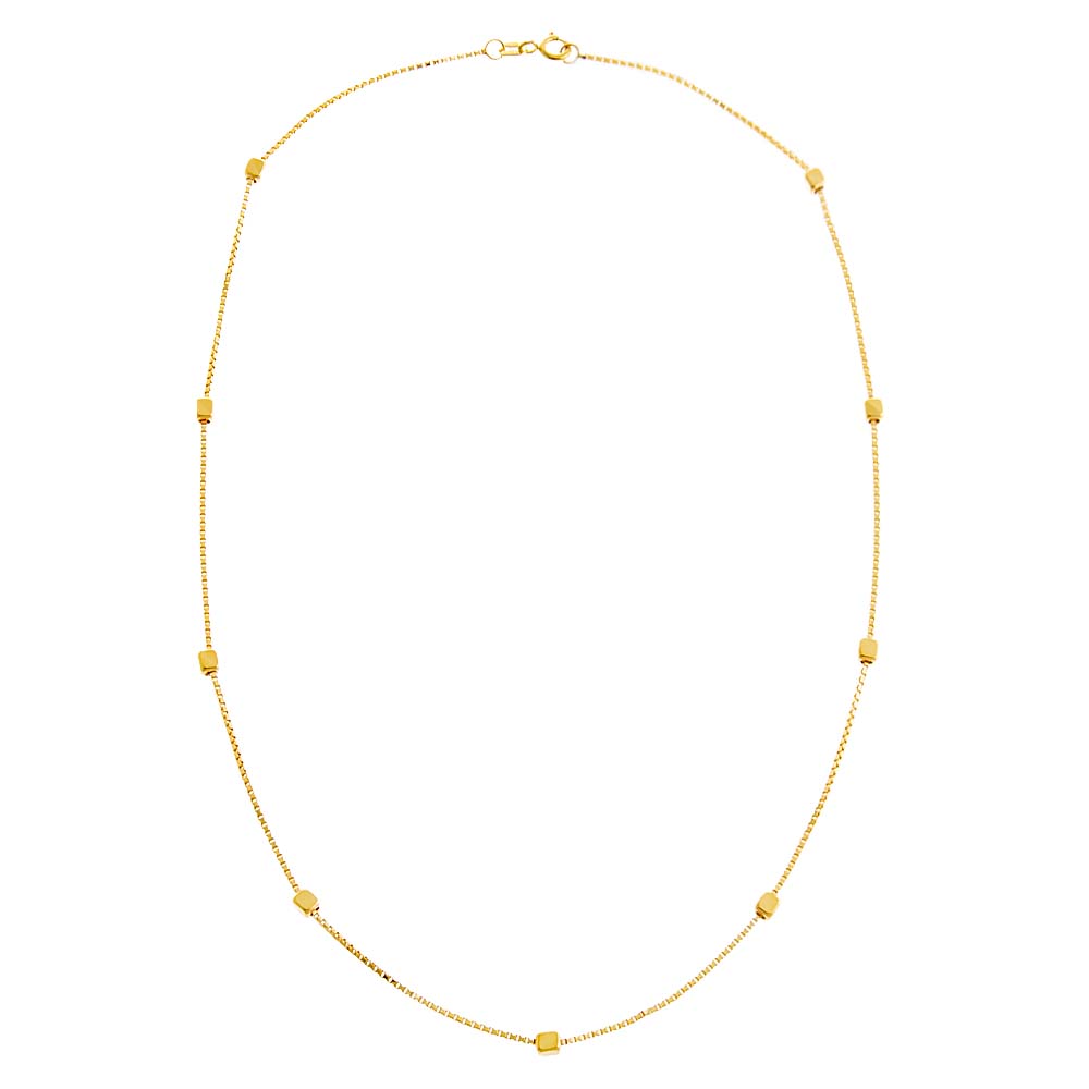 Mini Box Chain Mini Cube Accented Box Chain Necklace 14K – Adina Eden