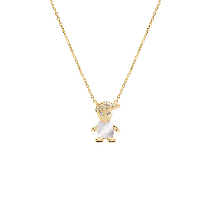 Mother of Pearl / Boy Pavé & Mother Of Pearl Kids Necklace - Adina Eden's Jewels