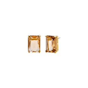 Topaz Yellow CZ Rectangle Stud Earring - Adina Eden's Jewels