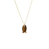 CZ Bezel Eye Natural Stone Fish Pendant Necklace