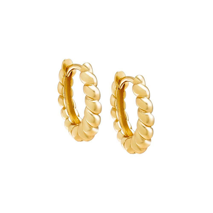 Gold Solid Rope Hoop Earring - Adina Eden's Jewels