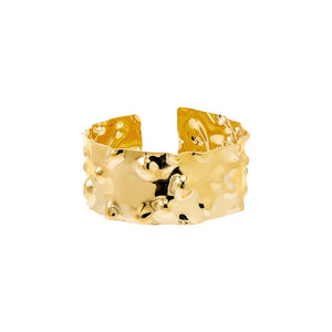 Gold Solid Hammered Wide Cuff Bangle Bracelet - Adina Eden's Jewels