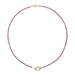 Garnet / 2MM Garnet Natural Stone Beaded Chain Clicker Necklace - Adina Eden's Jewels