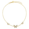 Gold Pavé Triple Butterfly Anklet - Adina Eden's Jewels