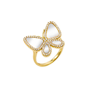Pave Outlined Stone Butterfly Ring