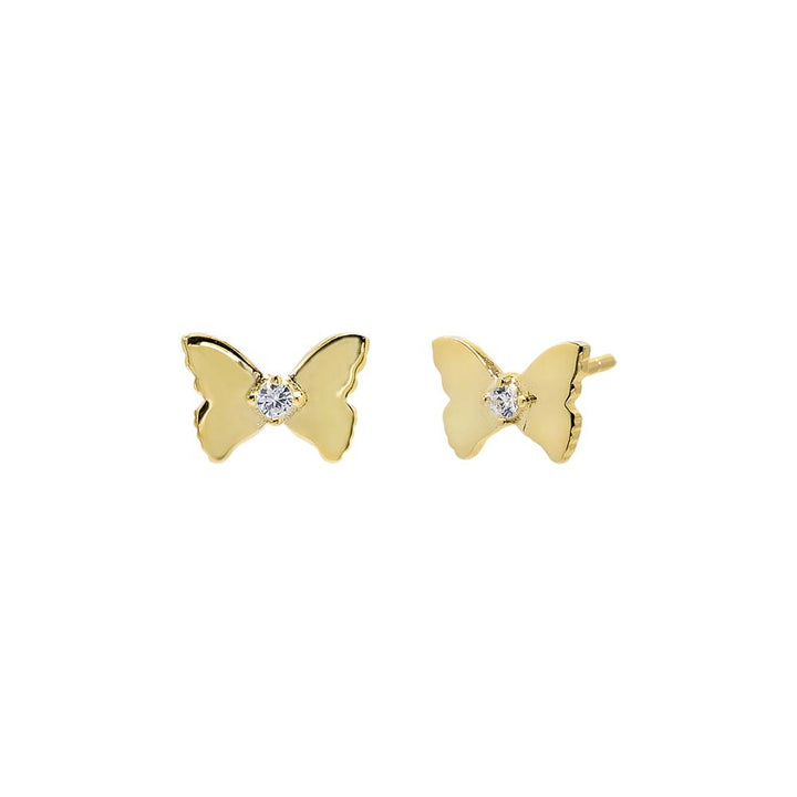 Gold / Pair CZ Butterfly Stud Earring - Adina Eden's Jewels