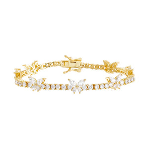 Gold CZ Multi Butterfly Tennis Bracelet - Adina Eden's Jewels