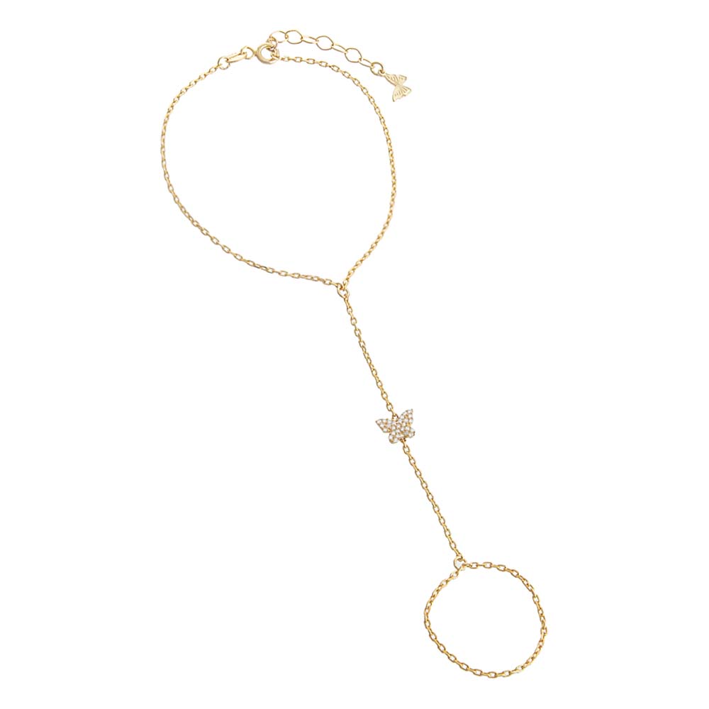 Gold Pave Butterfly Hand Chain - Adina Eden's Jewels