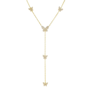 Gold Pavé Butterfly Lariat Necklace - Adina Eden's Jewels
