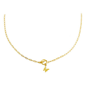Gold Solid Butterfly Toggle Necklace - Adina Eden's Jewels