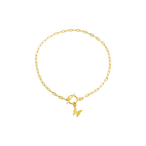 Gold Solid Butterfly Toggle Bracelet - Adina Eden's Jewels