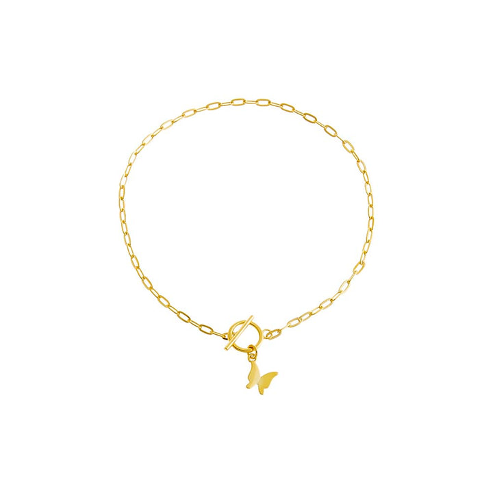 Gold Solid Butterfly Toggle Bracelet - Adina Eden's Jewels